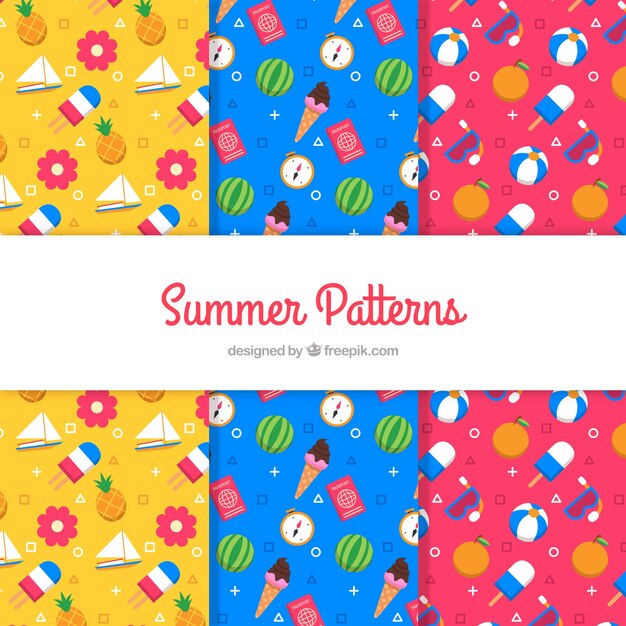 Collection of colorful summer patterns
