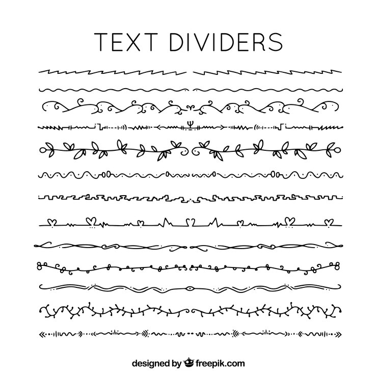 Gratis Vektor collection of hand drawn floral text divider