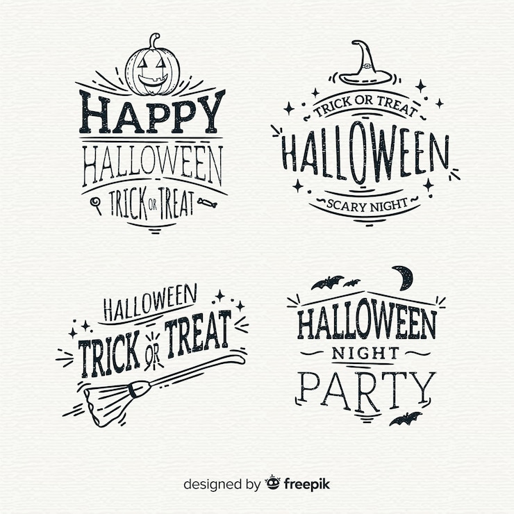 Gratis Vektor collection of hand drawn halloween badge