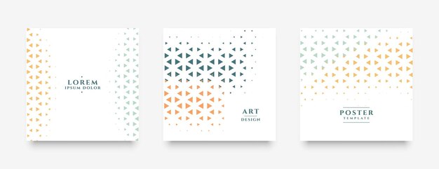 Collection of three empty halftone classic background pattern