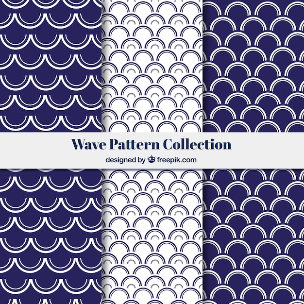 collection of wave patterns with semicircular forms