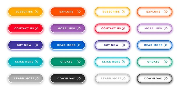colorful and blank web button icon element in collection