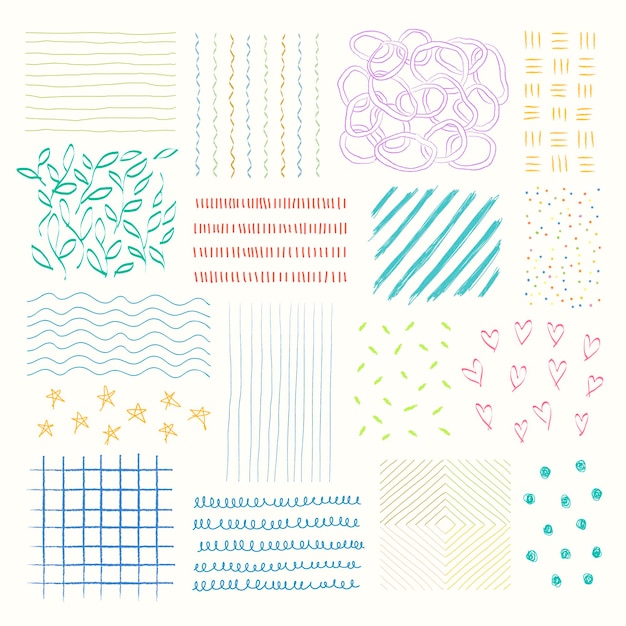 colorful doodle element set vector