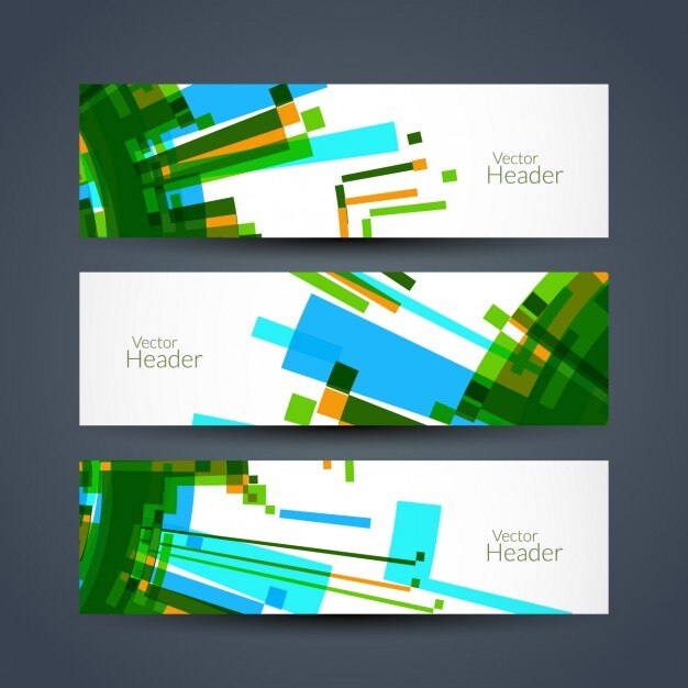 Colorful headers collection with abstract shapes