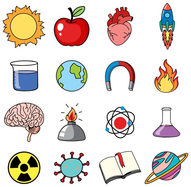 Colorful Science Icons Vector Set