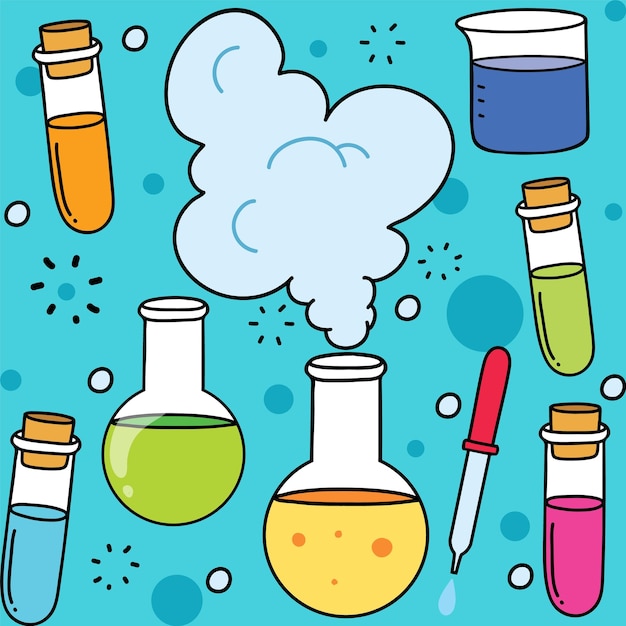 colorful science objects and icons vector set
