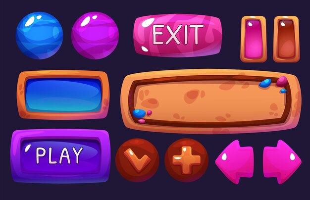 Computer game ui buttons set