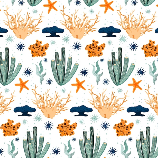coral pattern with different sea elements