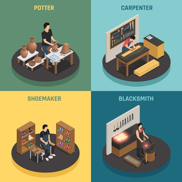 craftsman professions 2x2 design concept