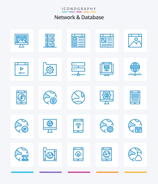 Creative Network And Database 25 Blue icon pack Such As database connect server page