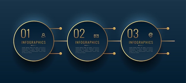 creative three step golden flowchart banner for web marketing vector