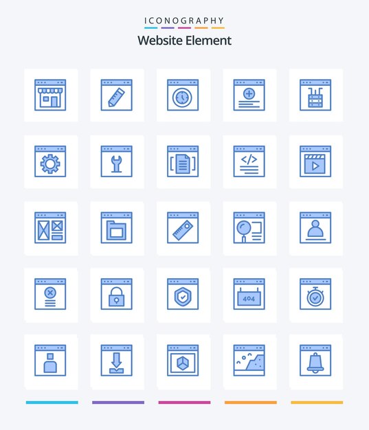 Creative Website Element 25 Blue icon pack Such As website browser education test page