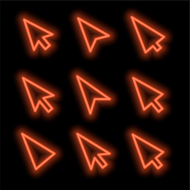 Gratis Vektor cursors set in neon style