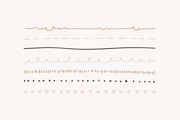 Gratis Vektor cute doodle line border set