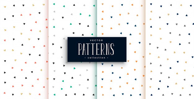 Cute small triangles pattern on white background set