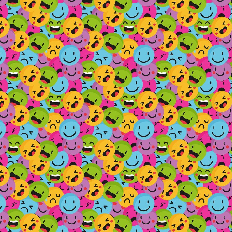 Gratis Vektor decorative colorful emoticons pattern