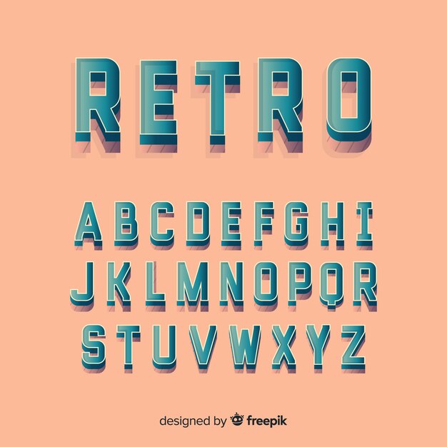 Dekorativ alfabetisk mall, retrostil