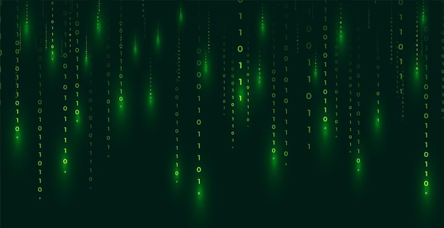 digital binary code matrix banner with falling numbers design