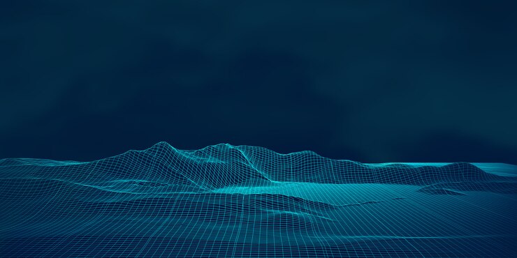 Gratis Vektor digital landscape with techno wireframe design