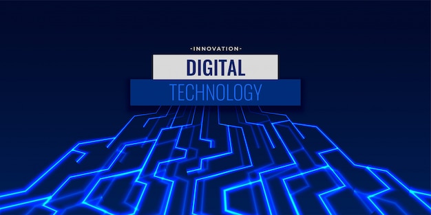 Digital technology background with glowing circuit lines