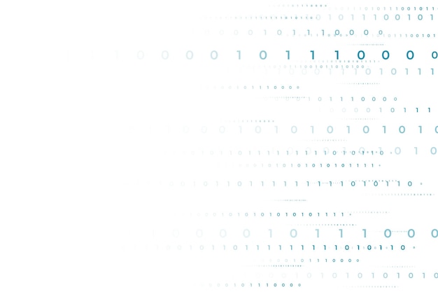 digital white background with binary code algorithm numbers