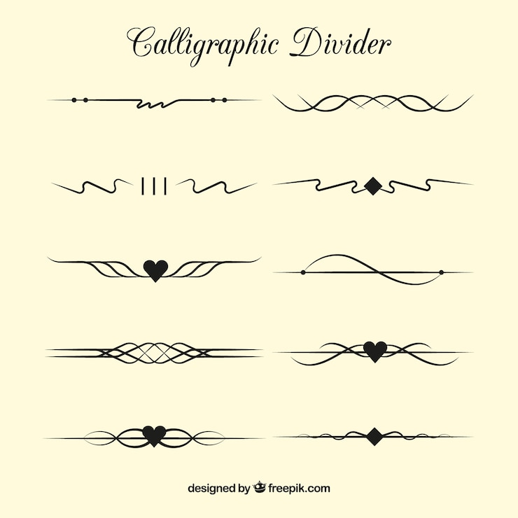 Gratis Vektor dividers collection in calligraphic style