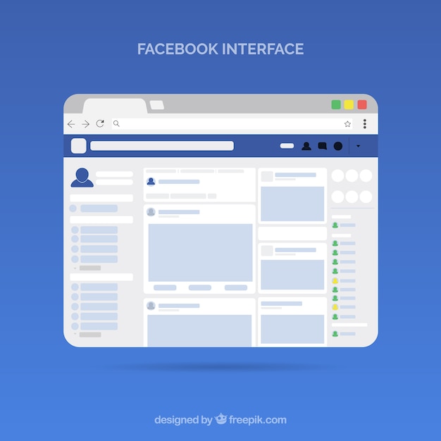 Facebooks webbgränssnitt med minimalistisk design