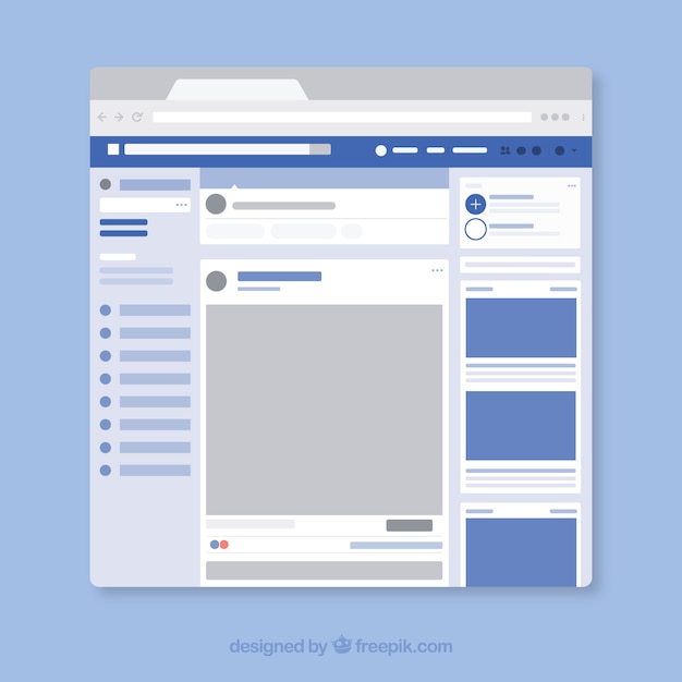 Facebooks webbgränssnitt med minimalistisk design