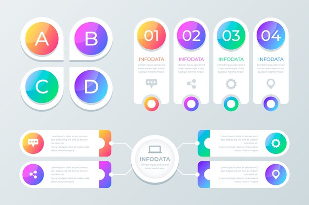 Farverige gradient infografik elementer