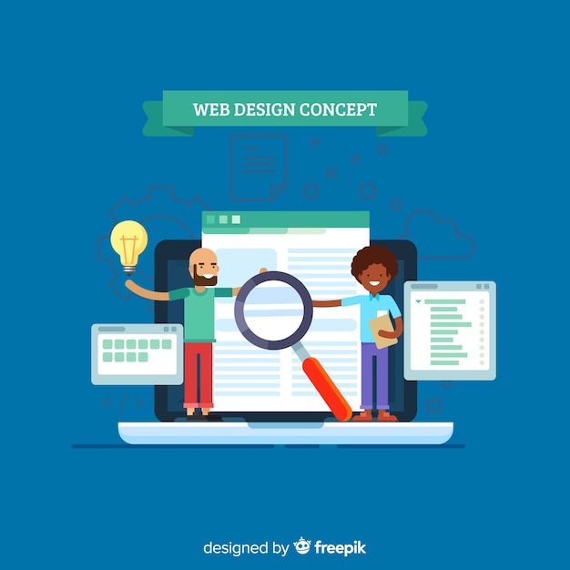 Farverigt webdesignkoncept med fladt design