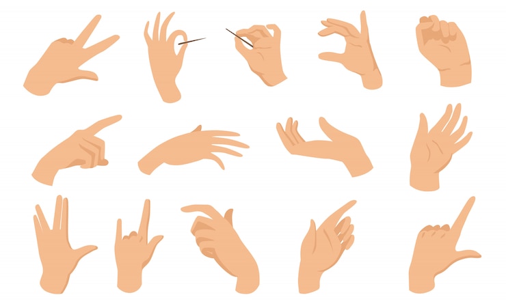Gratis Vektor female hand gestures flat elements