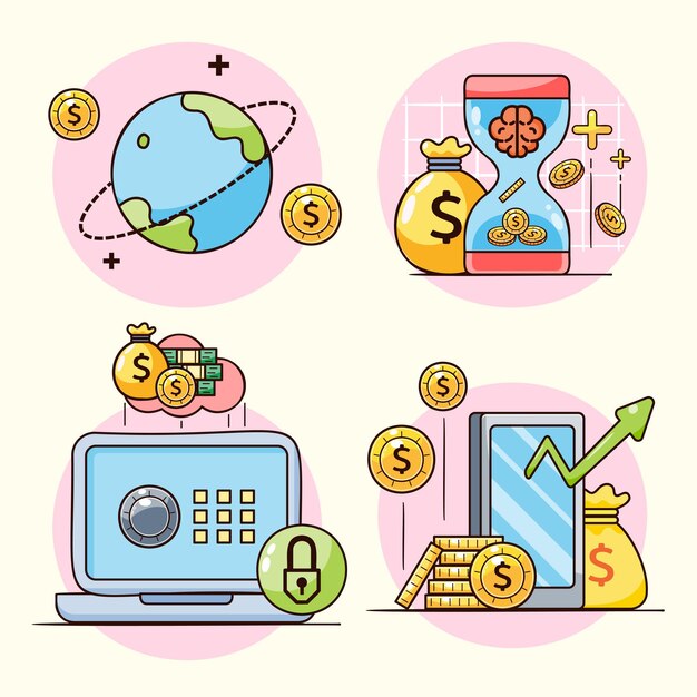 Finance icons Money Management Business Icons money signs