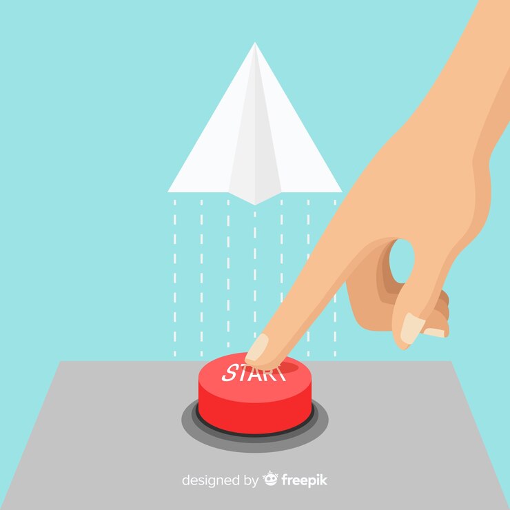 Gratis Vektor finger trykker på rød startknap