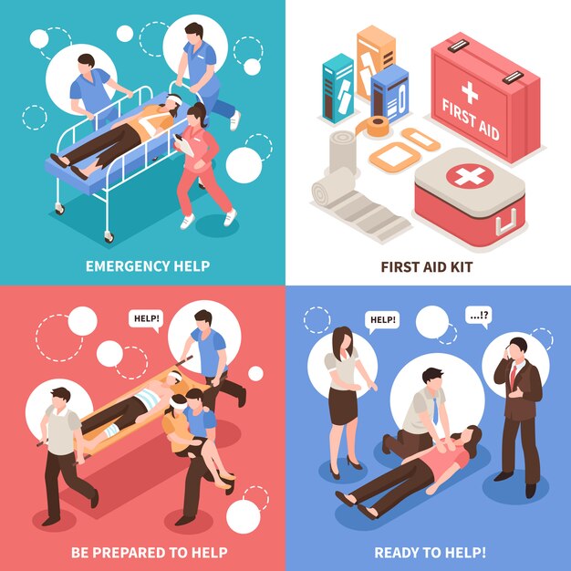 first aid isometric concept
