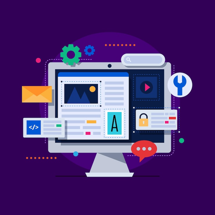 Gratis Vektor flad cms illustration