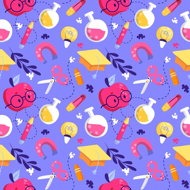 Fladt mønsterdesign til skolestart