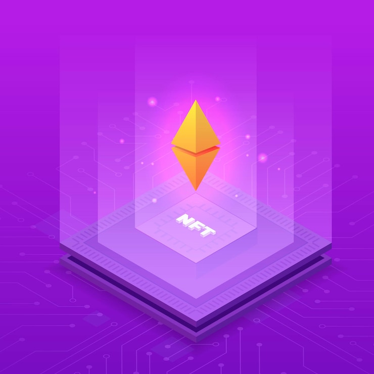 Gratis Vektor fladt non-fungible token-koncept