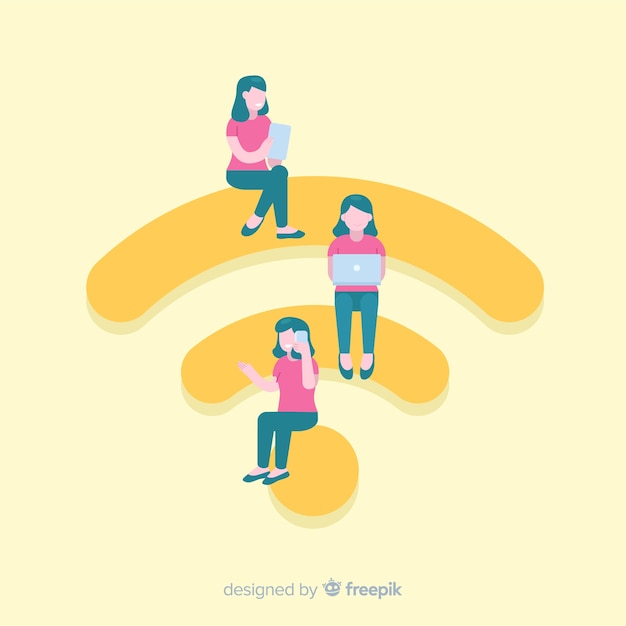 Fladt wi-fi-zonekoncept med signal