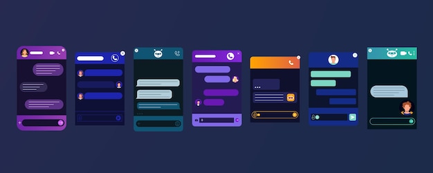 flat chat bot dark window with chatbot robot, avatar