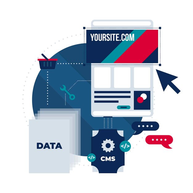 flat cms concept illustration