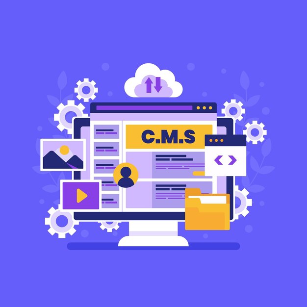 Flat cms concept illustration