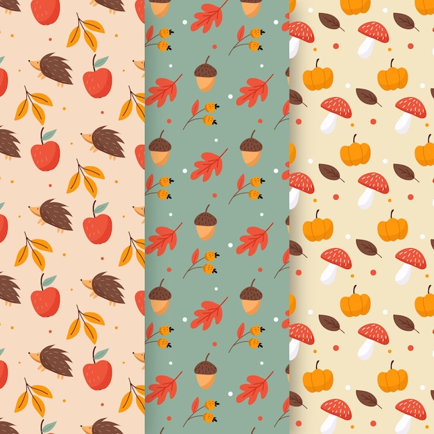 flat design autumn pattern collection