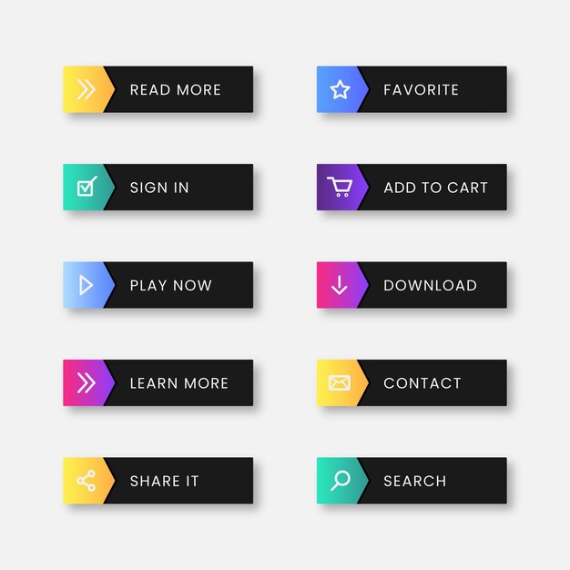 flat design cta button collection