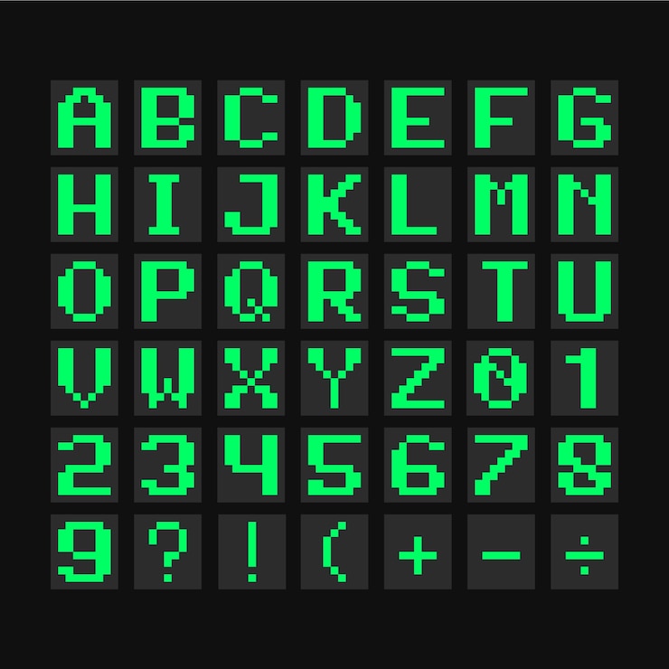 Gratis Vektor flat design digital display font