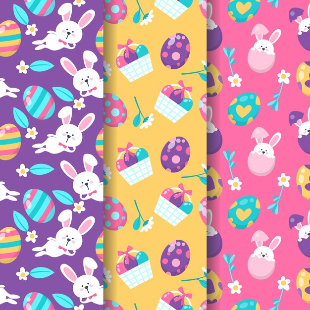 flat design easter day pattern collection