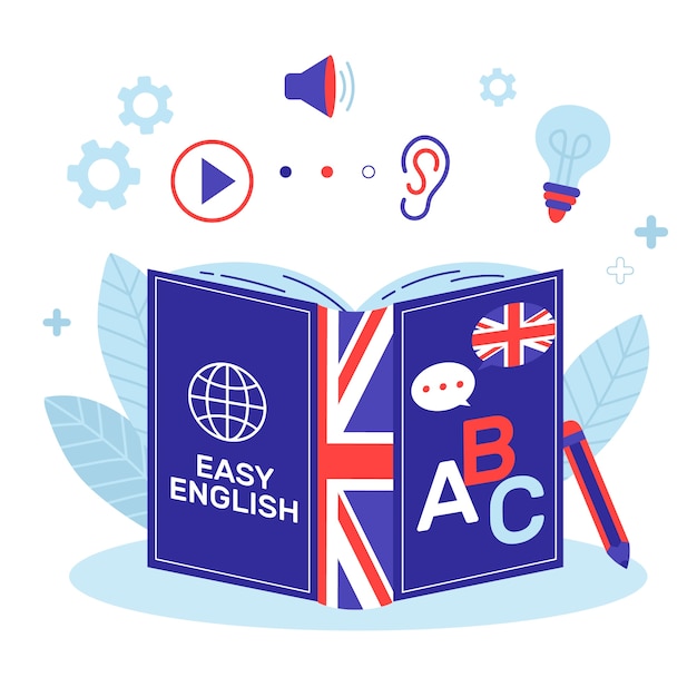 flat design english book illustration