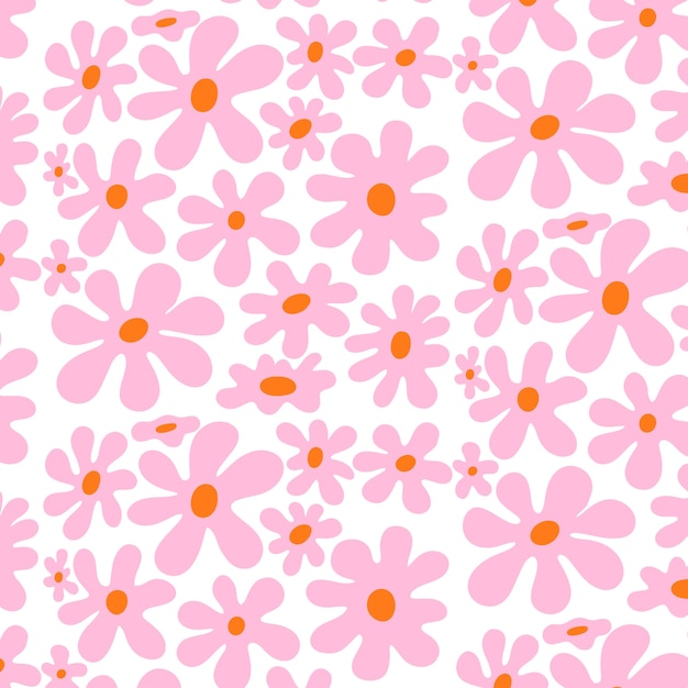 Flat design groovy flower pattern
