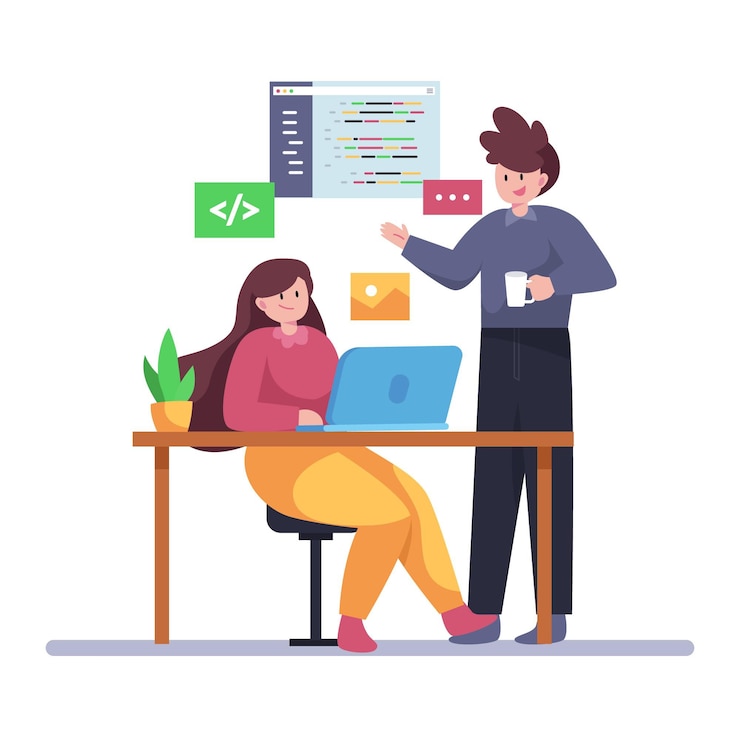 Gratis Vektor flat design illustration web developers
