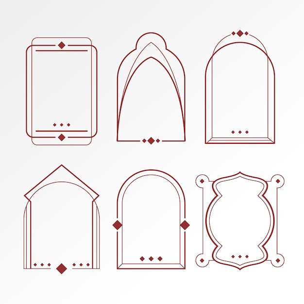 flat design minimalist linear frame set