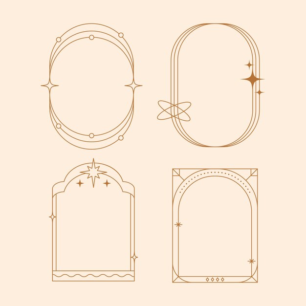 flat design minimalist linear frame set